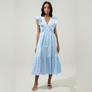 Sugarlips Blue Striped Ruffle Dress Size XL